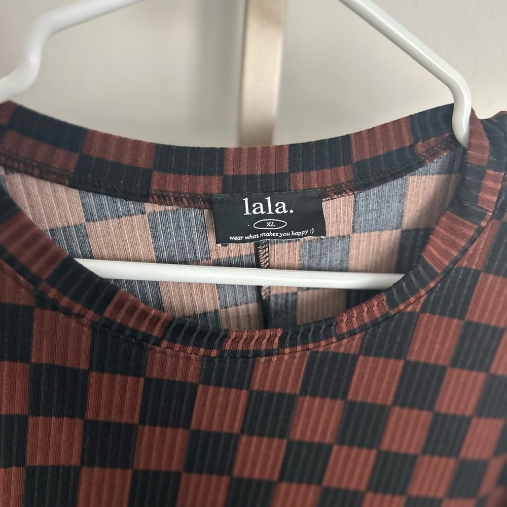 Dressed In LaLa Malone Ribbed Biker Set Checkered Set - Picture 3 of 5